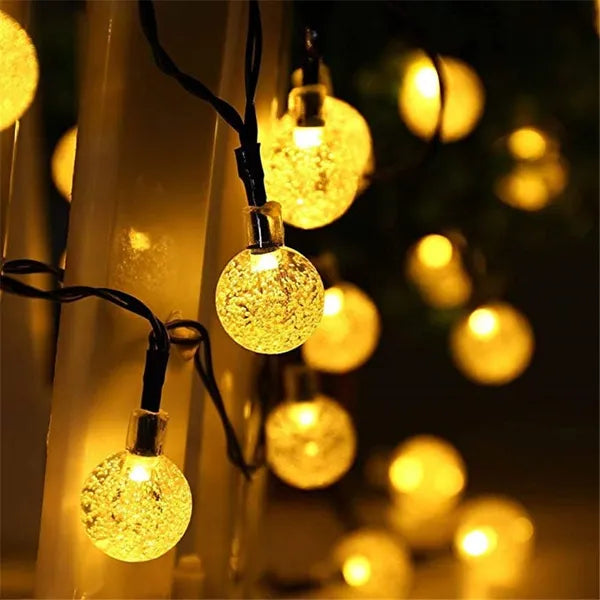 Napelemes kerti fényfüzér, 6,2 m, 30 LED, meleg fehér, IP44