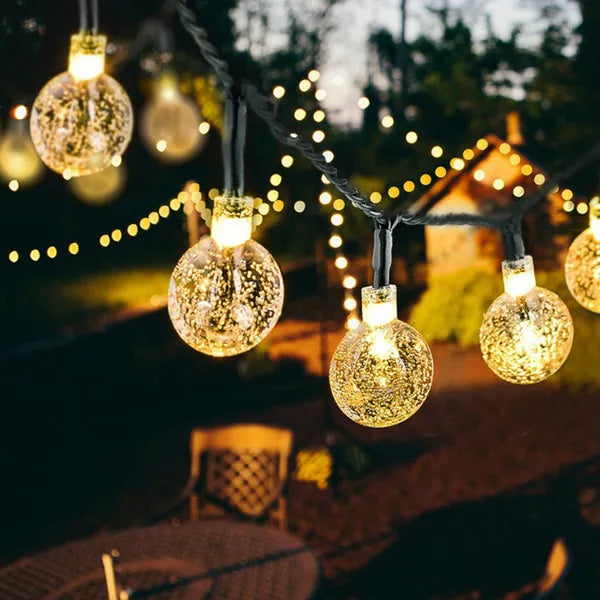 Napelemes kerti fényfüzér, 6,2 m, 30 LED, meleg fehér, IP44