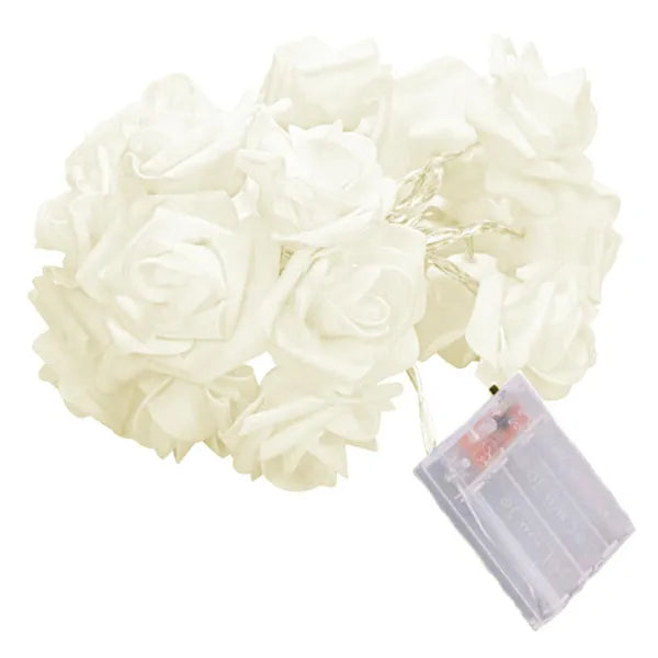 LED rózsa fényfüzér, 1,5 m, 10 meleg fehér LED, elemes