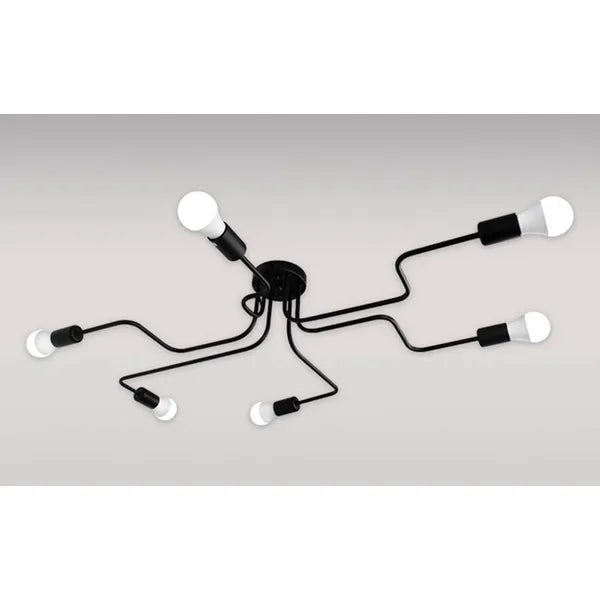 Elegáns 6 ágú fém csillár E27 foglalattal, áganként 60 W teljesítménnyel, fekete