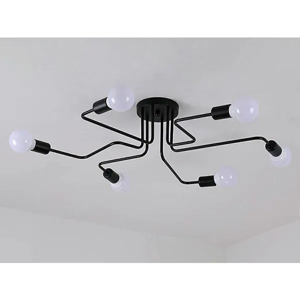 Elegáns 6 ágú fém csillár E27 foglalattal, áganként 60 W teljesítménnyel, fekete