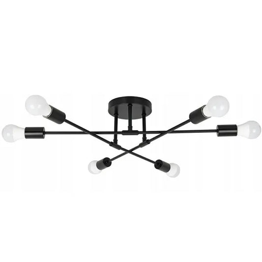 Függesztett loft mennyezeti lámpa 6×E27, fekete, Ø51,5 cm
