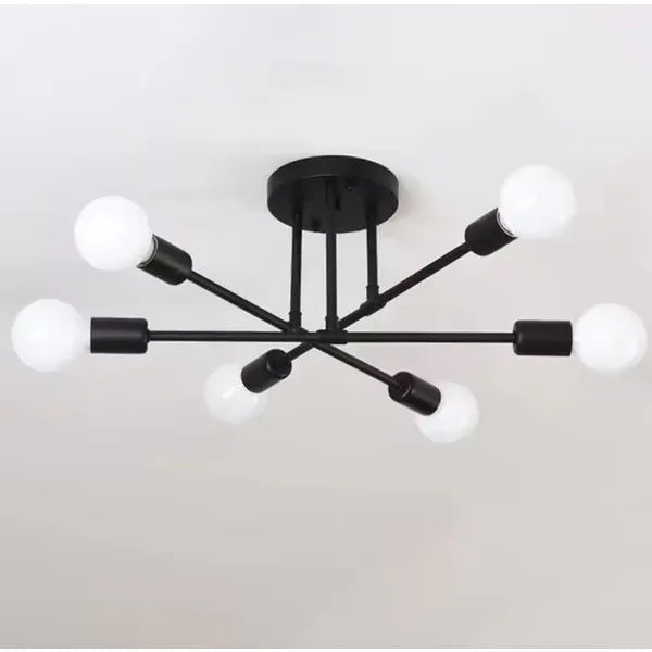 Függesztett loft mennyezeti lámpa 6×E27, fekete, Ø51,5 cm