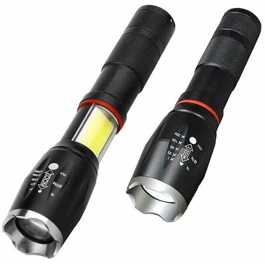 Taktikai LED zseblámpa T6, 300 m zoom, IPX4, 18650 akkuval
