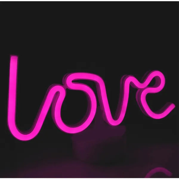 LED neon LOVE feliratú fali lámpa, elemes, lila, 34,5×13 cm