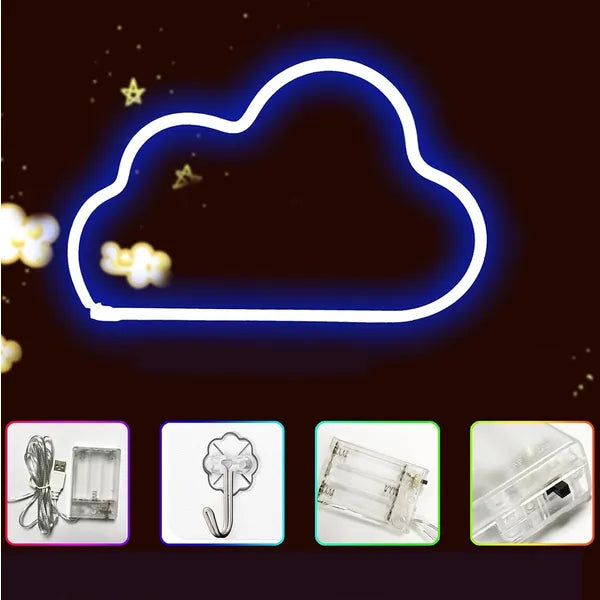 LED felhő alakú dekorlámpa, kék fény, falra akasztható, USB/AA táp