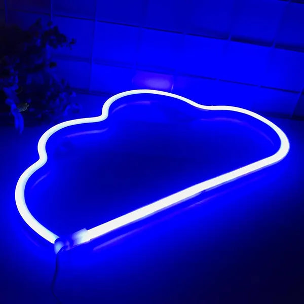 LED felhő alakú dekorlámpa, kék fény, falra akasztható, USB/AA táp