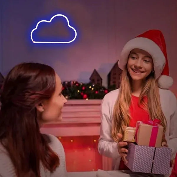 LED felhő alakú dekorlámpa, kék fény, falra akasztható, USB/AA táp