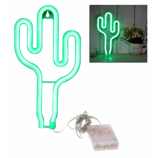 Kaktusz alakú LED neon dekorációs lámpa, USB/AA, 26 cm, zöld