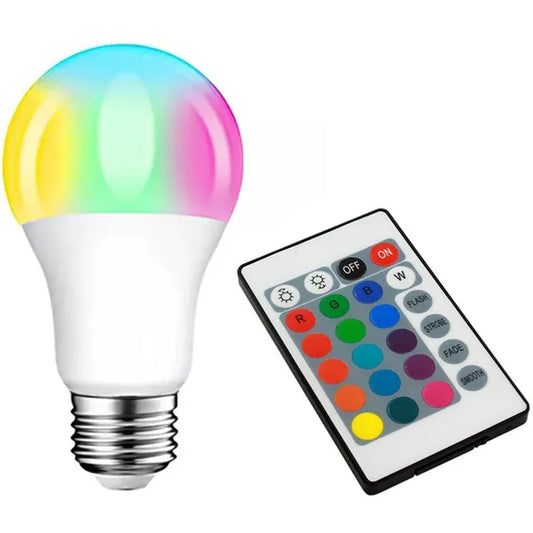 RGB LED izzó E27 9W távirányítóval, 16 szín