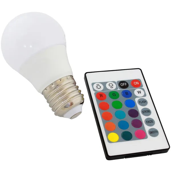 RGB LED izzó E27 9W távirányítóval, 16 szín