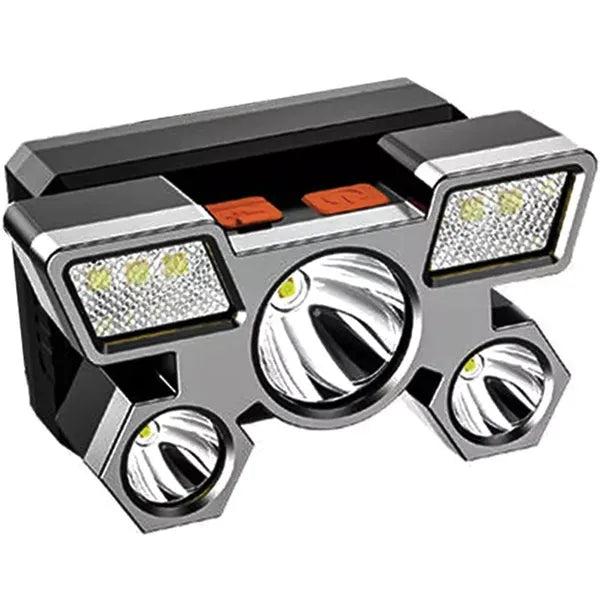 ZD85 fejlámpa 9× LED XPE, 800 lm, USB‑tölthető, IPX4, 6 mód, 90° dönthető