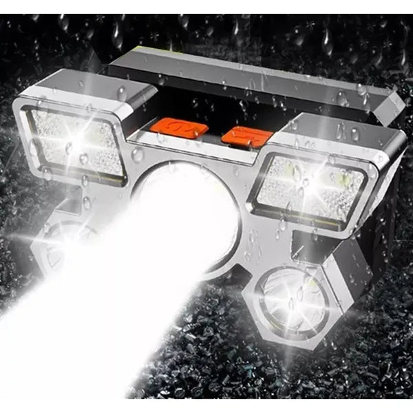 ZD85 fejlámpa 9× LED XPE, 800 lm, USB‑tölthető, IPX4, 6 mód, 90° dönthető