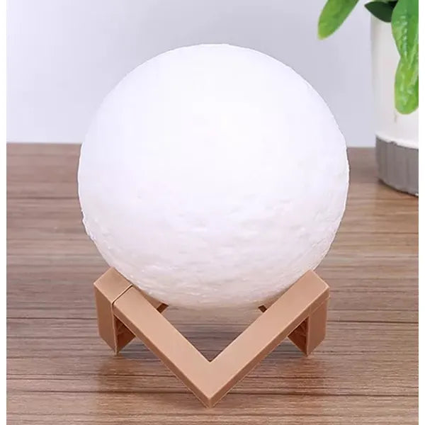 Mini LED holdlámpa, 8 cm, hideg fehér fény, elemes, fa talppal