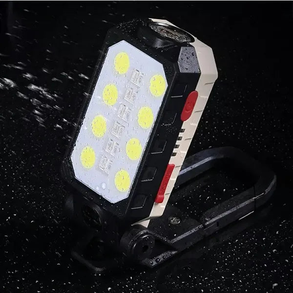 Akkus COB LED munkalámpa, 8W, mágneses talp, 2200 mAh, USB, fekete