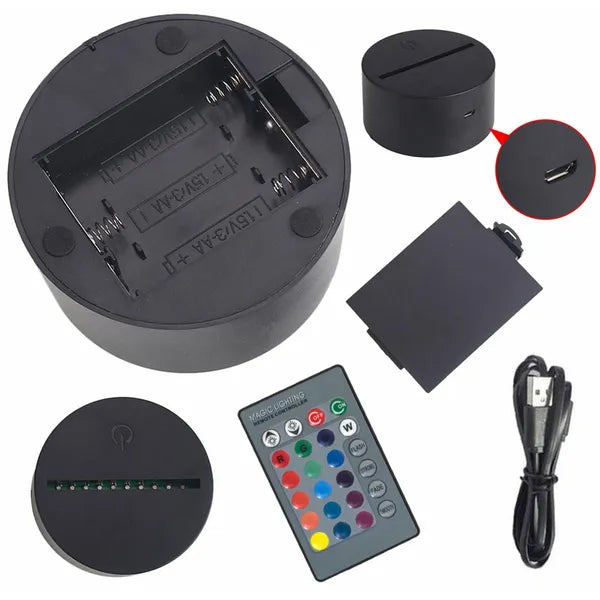 3D LED éjjeli lámpa – mackó RGB, távirányító, USB/AA