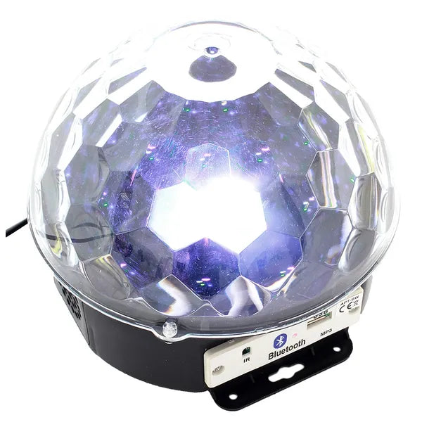 Bluetooth MP3 disco gömb projektor, 6 színű LED, 18 W, hangvezérlés, USB