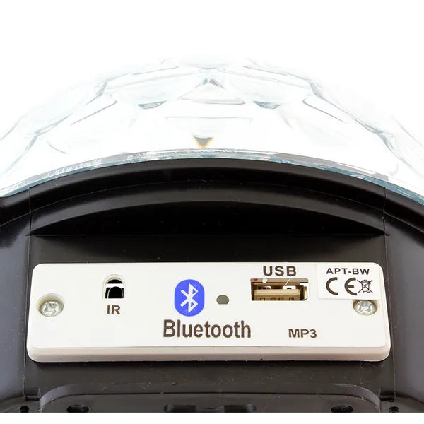 Bluetooth MP3 disco gömb projektor, 6 színű LED, 18 W, hangvezérlés, USB