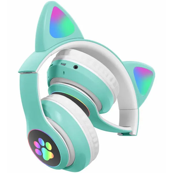 Gyerek bluetooth fejhallgató led macskafülekkel