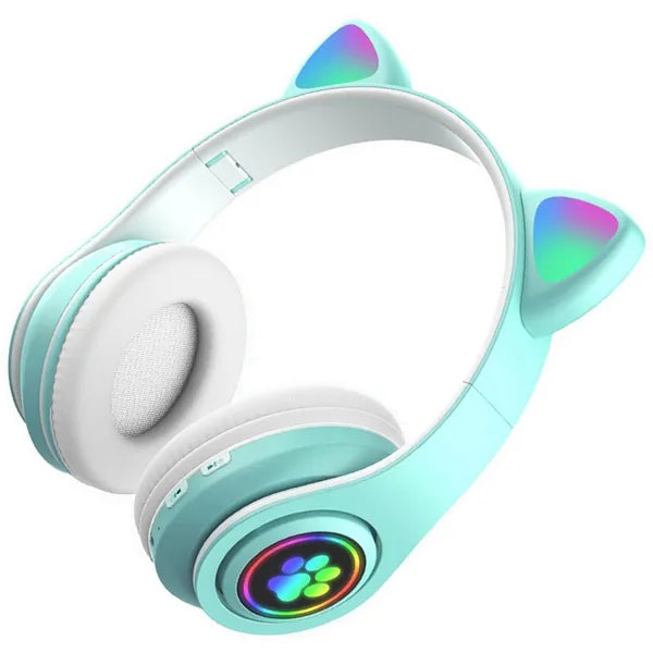 Gyerek bluetooth fejhallgató led macskafülekkel
