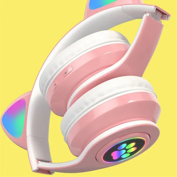 Gyerek bluetooth fejhallgató led macskafülekkel
