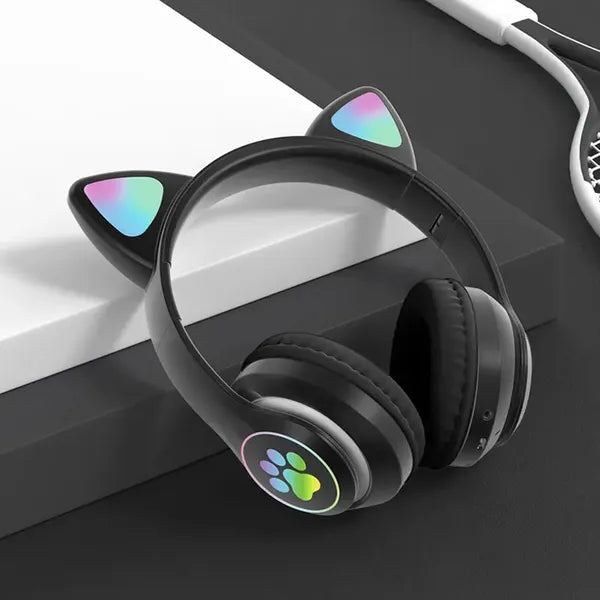 Gyerek bluetooth fejhallgató led macskafülekkel