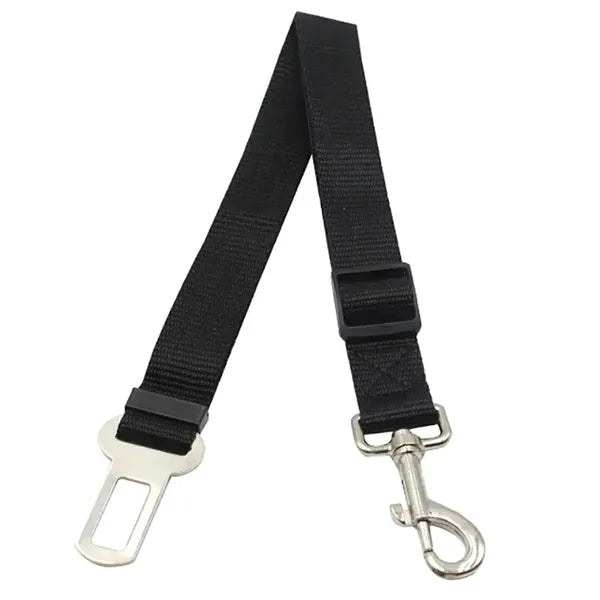Autós kutya biztonsági öv póráz, univerzális csattal, 50–70 cm, fekete, 2,5 cm