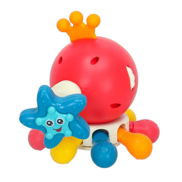 Piros polip formájú szenzoros baba rágóka, 0+, 12×14×12 cm