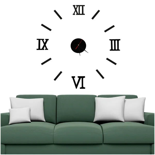 Állítható DIY falióra, fekete római számokkal, 70–130 cm