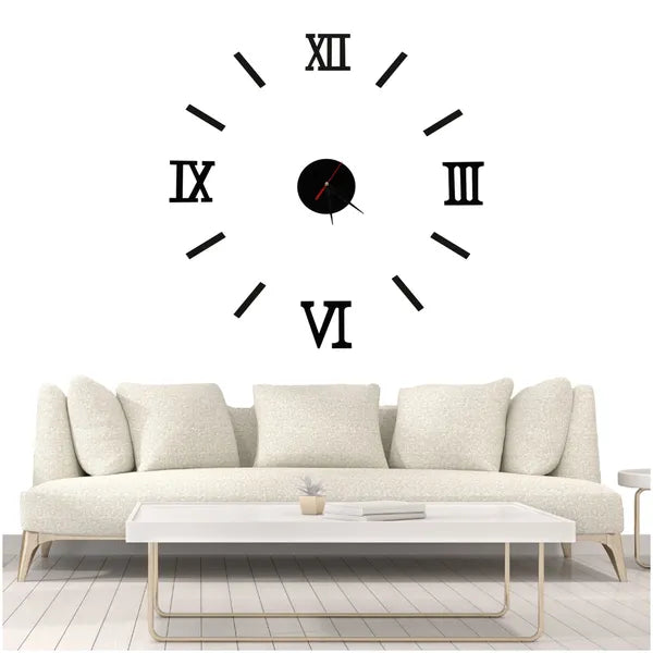 Állítható DIY falióra, fekete római számokkal, 70–130 cm