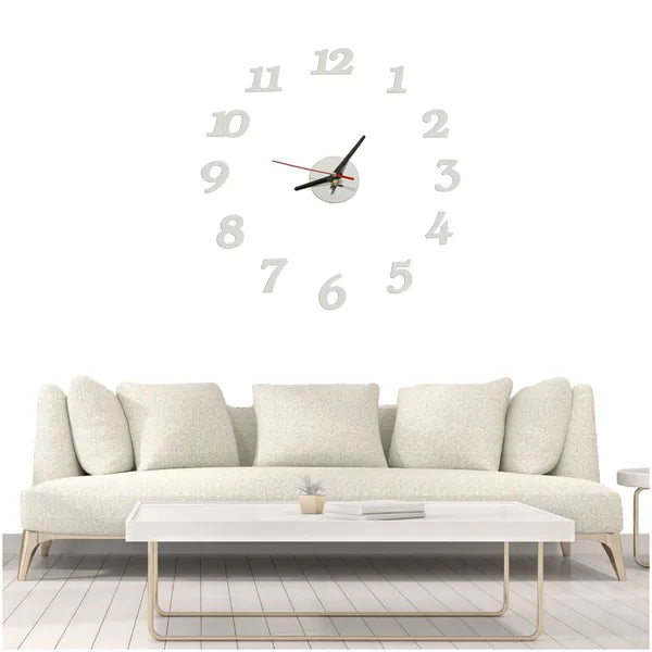 Ezüst DIY falióra, öntapadós számokkal, állítható 70-130 cm