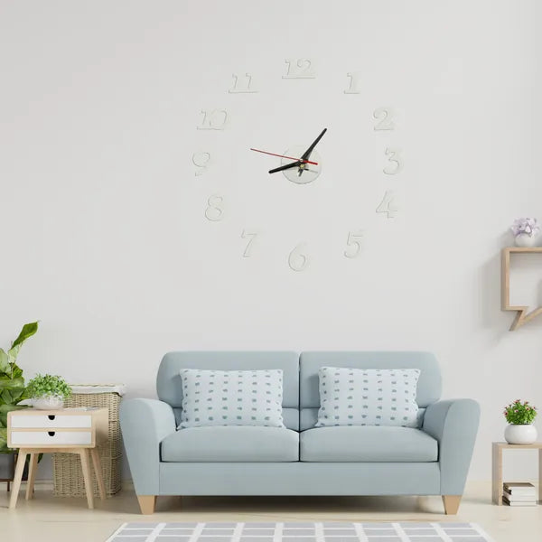 Ezüst DIY falióra, öntapadós számokkal, állítható 70-130 cm