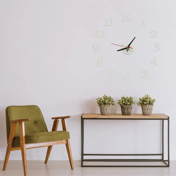 Ezüst DIY falióra, öntapadós számokkal, állítható 70-130 cm