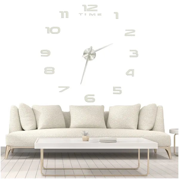 Ezüst 3D tükör falióra DIY, öntapadós, 80–120 cm, XL