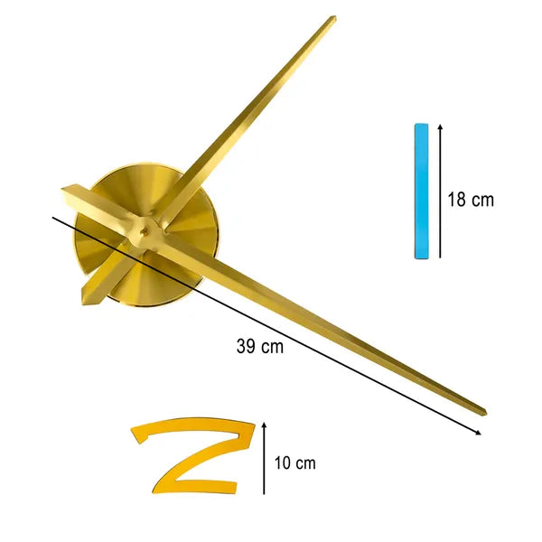 DIY ragasztható fali óra 100–120 cm, színes jelölők, arany mutatók