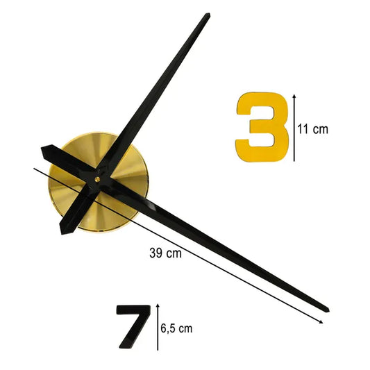 Állítható, öntapadós DIY fekete-arany falióra 100–120 cm, 12 szám