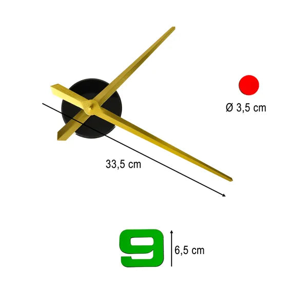 Öntapadós DIY falióra, állítható 80–90 cm, arany mutatók, színes számok