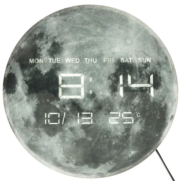 Holdas falióra LED kijelzővel, hőmérséklet- és dátumfunkció, 32 cm, szürke