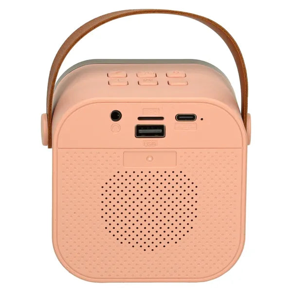 Rózsaszín karaoke szett bluetooth mikrofonnal és LED RGB hordozható hangszóróval
