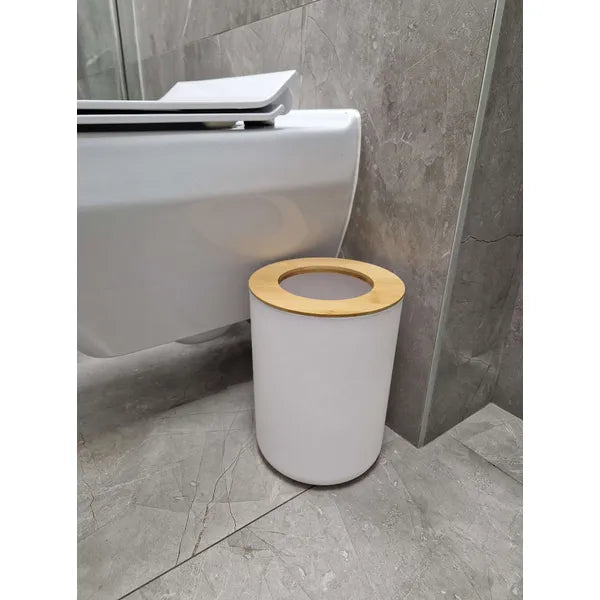 6 részes fehér fürdőszobai szett WC kefével, adagolóval, szemetes, műanyag