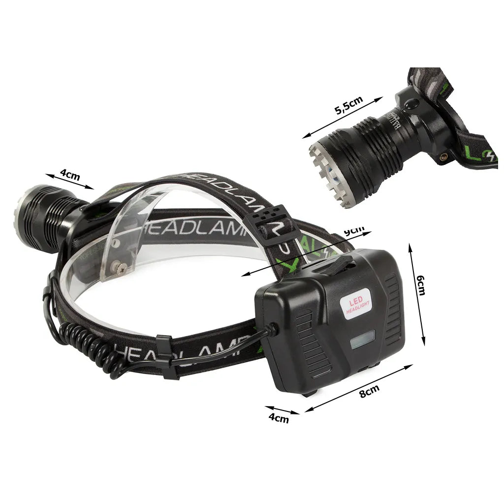 Fejlámpa CREE XHP99 ZOOM LED-del, powerbank funkcióval, hátsó világítással, fekete