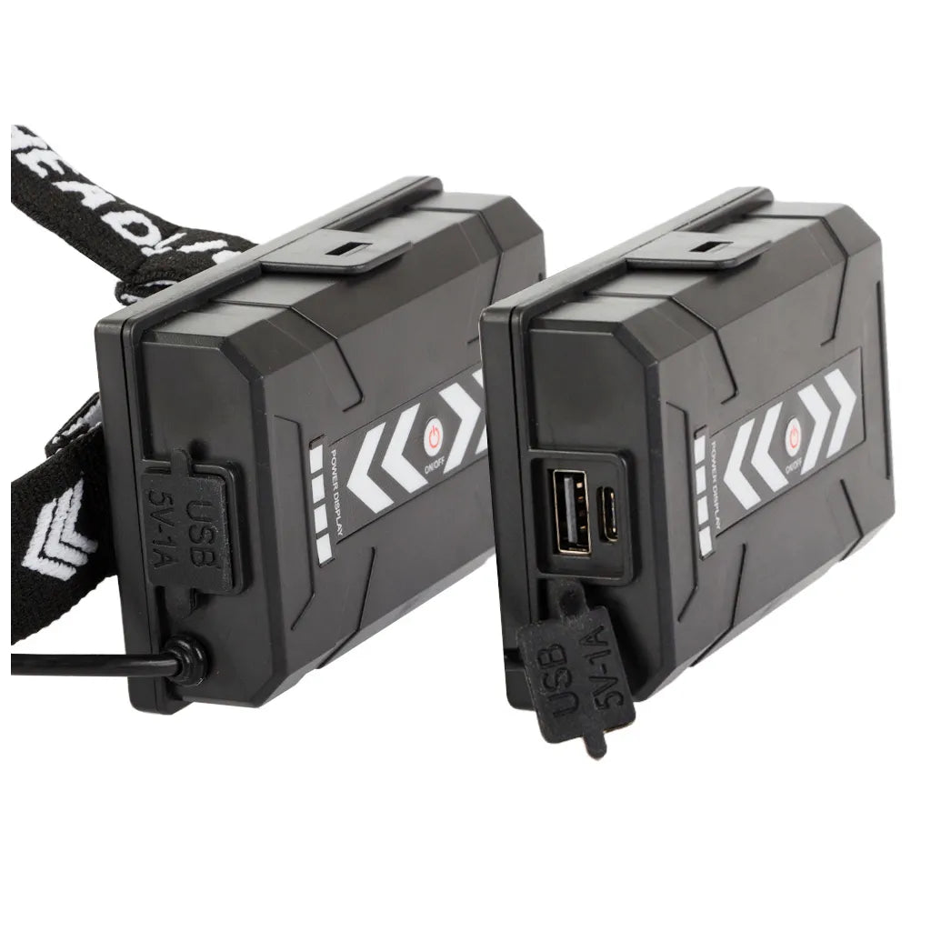 Fejlámpa CREE XHP160 ZOOM LED-del, 2 COB diódával, powerbank funkcióval, hátsó világítással, 4 fényüzemmód, fekete