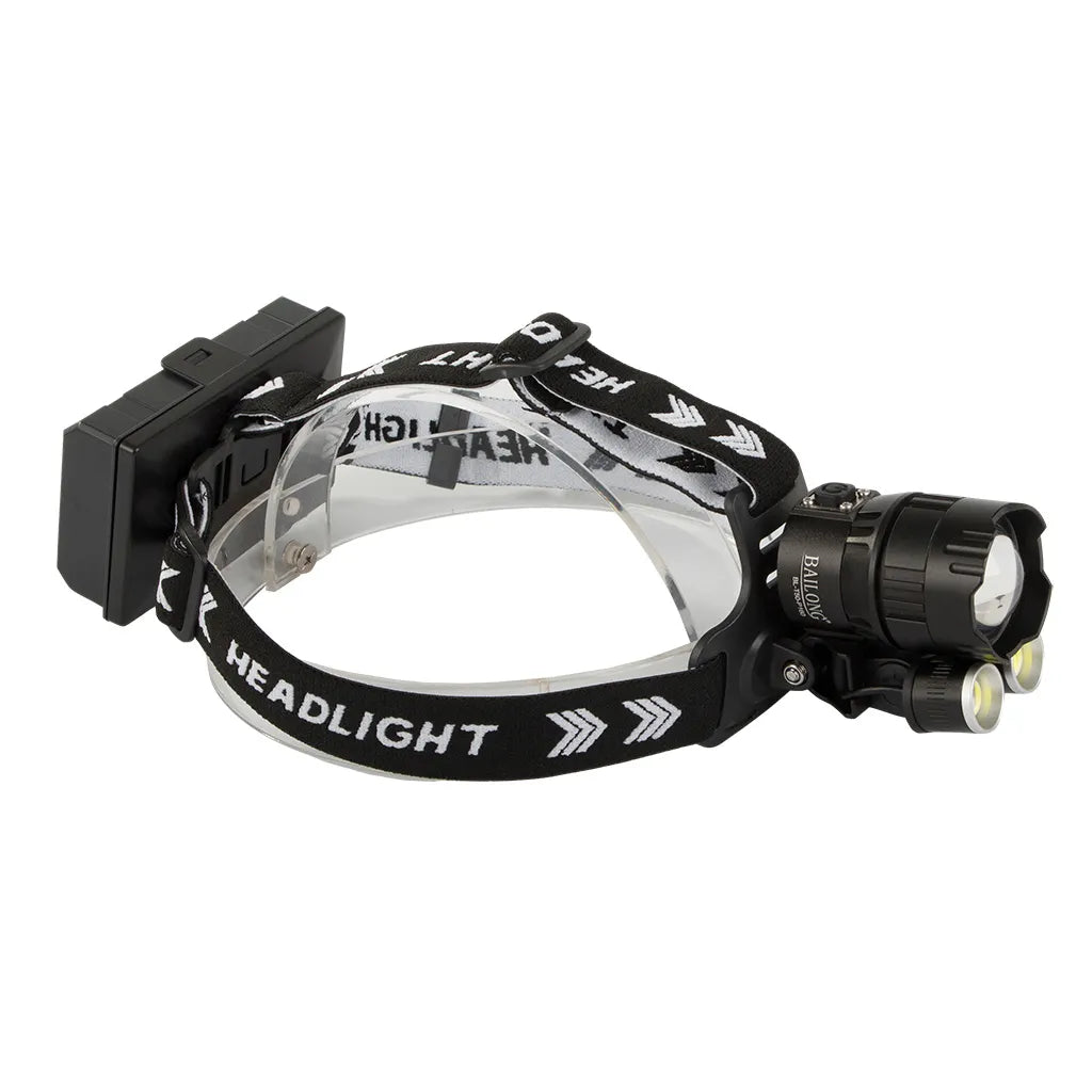 Fejlámpa CREE XHP160 ZOOM LED-del, 2 COB diódával, powerbank funkcióval, hátsó világítással, 4 fényüzemmód, fekete