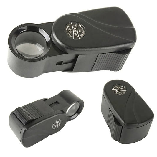 Ékszerész  10x zsebnagyító, 20mm-es összecsukható, fekete