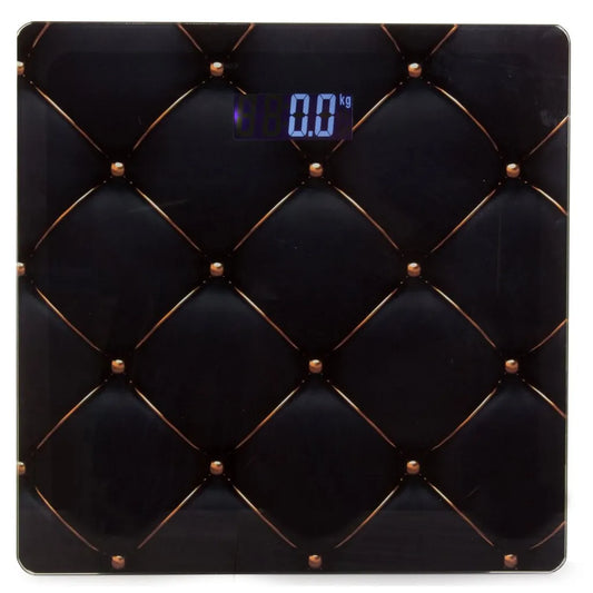 Digitális fürdőszobai mérleg LCD kijelzővel, 28x28x2,5 cm, fekete arany színű mintával