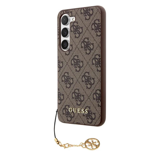 Guess 4G Charms hátlap Samsung Galaxy S23 barna borítóhoz