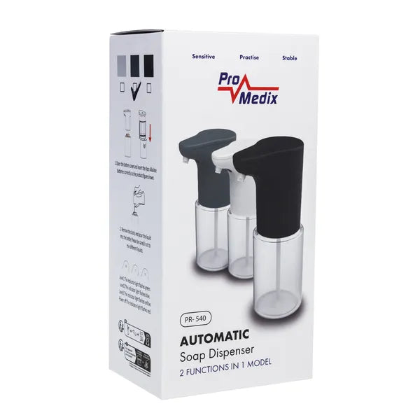 Automata érintésmentes szappan- és fertőtlenítő adagoló, 300 ml, szürke
