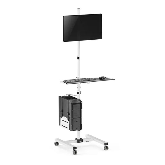 Mobil számítógép-állvány 17-32'' monitorhoz, kerekeken, 8 kg, fehér
