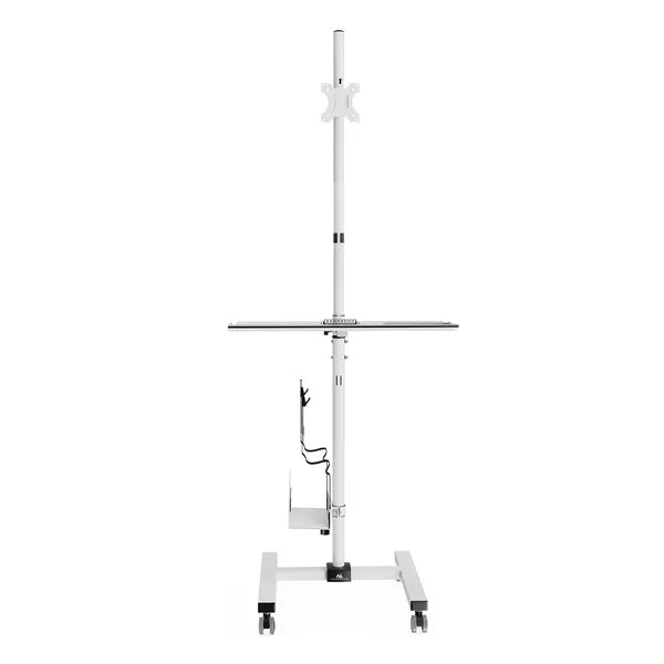 Mobil számítógép-állvány 17-32'' monitorhoz, kerekeken, 8 kg, fehér