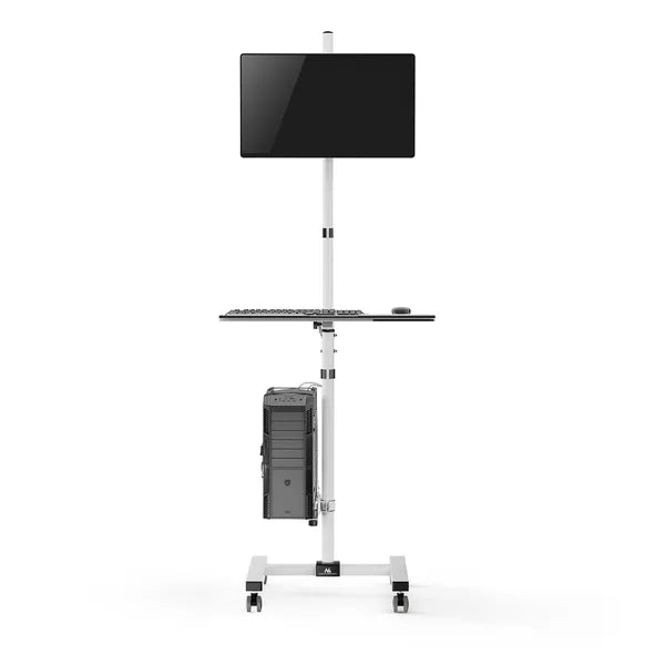 Mobil számítógép-állvány 17-32'' monitorhoz, kerekeken, 8 kg, fehér